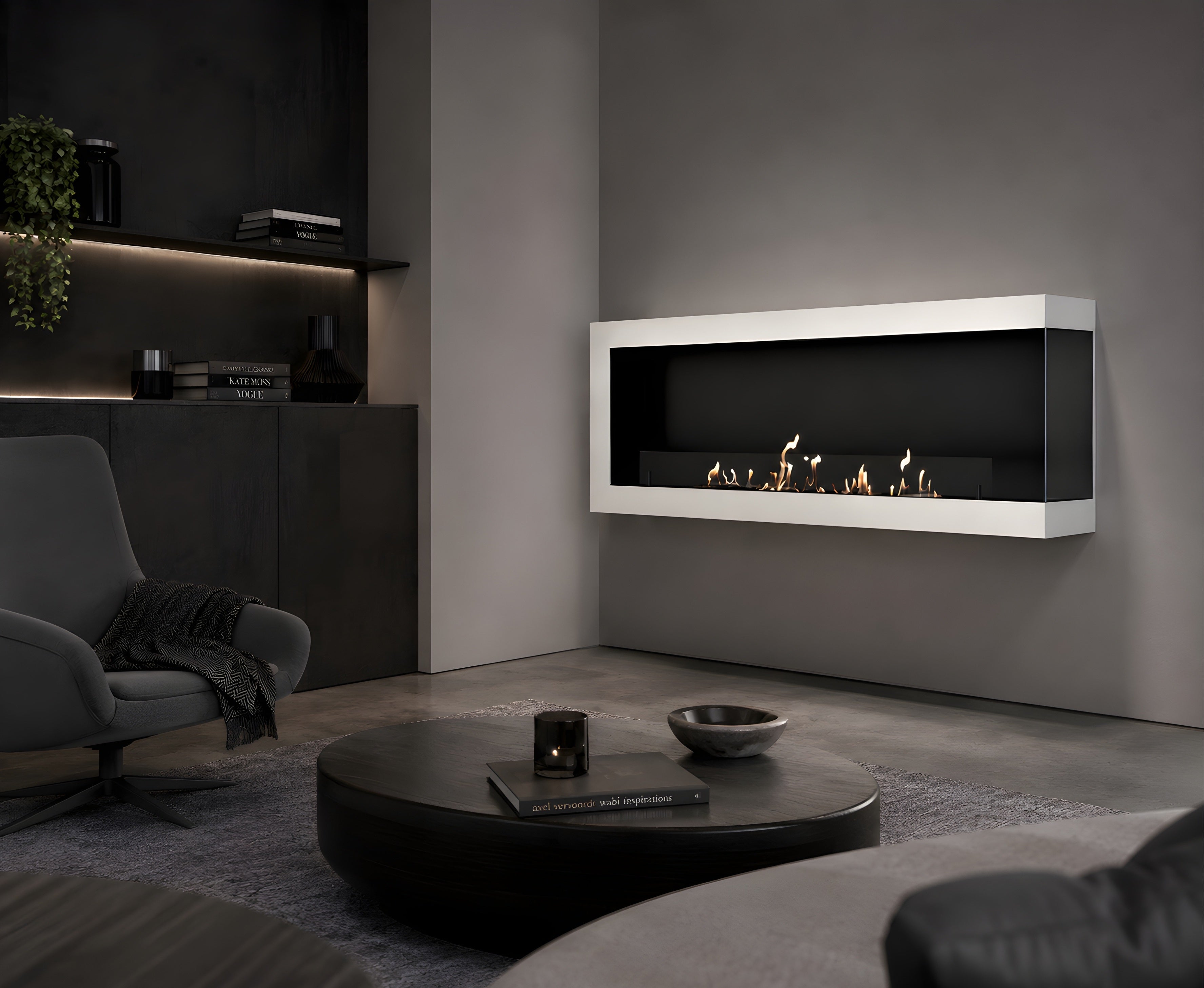 Image of Selected Box Right Wall Mounting Fireplace White 160 cm