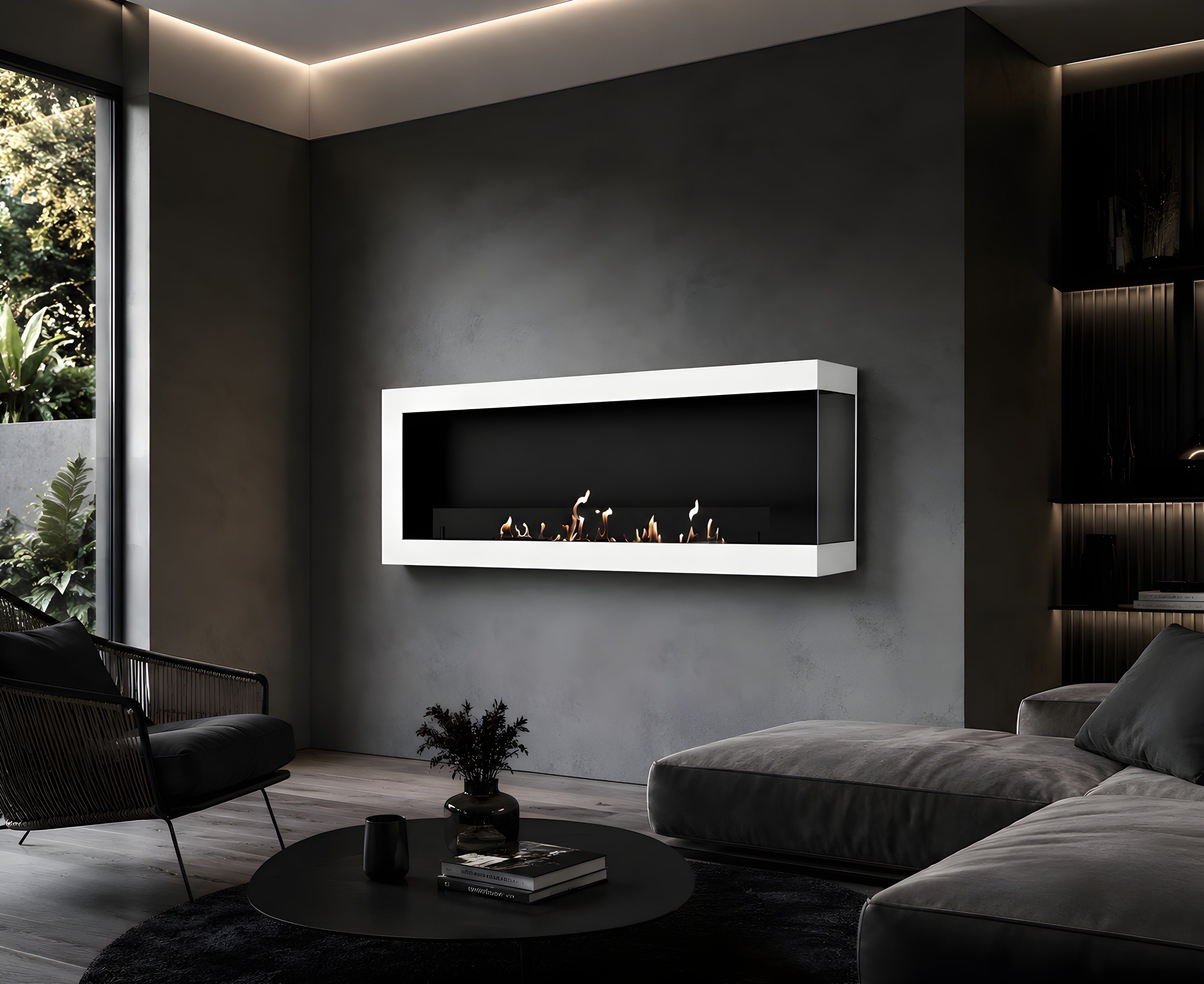 Image of Selected Box Right Wall Mounting Fireplace White 160 cm