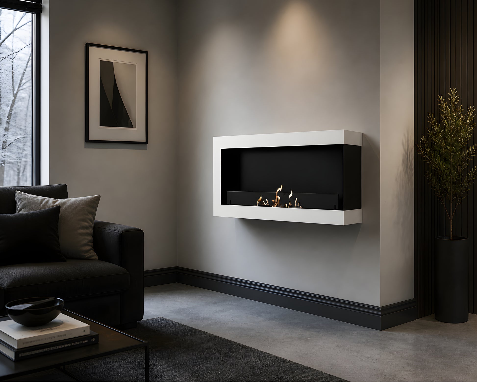 Selected Box Right Wall Mounting Fireplace White 80 cm