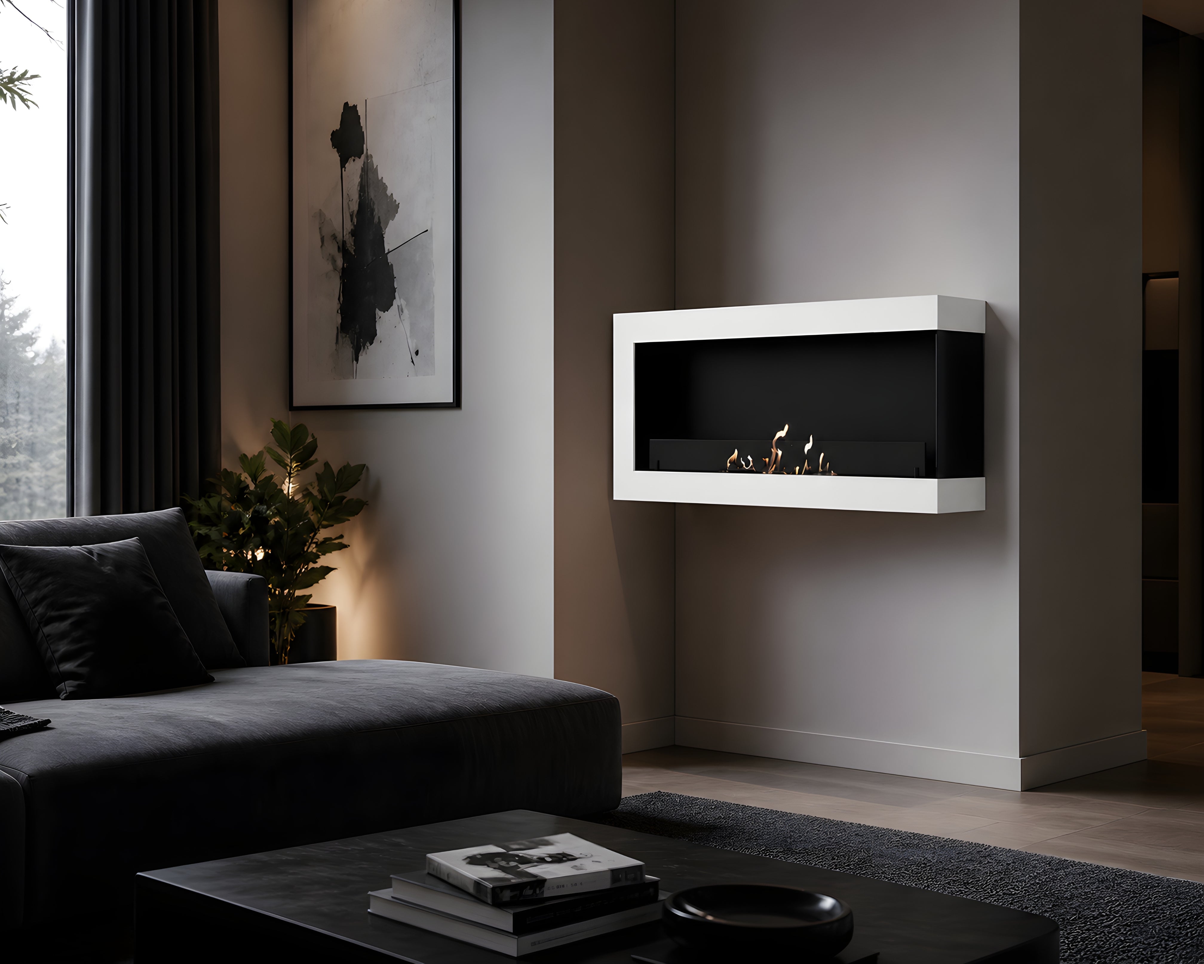 Image of Selected Box Right Wall Mounting Fireplace White 80 cm