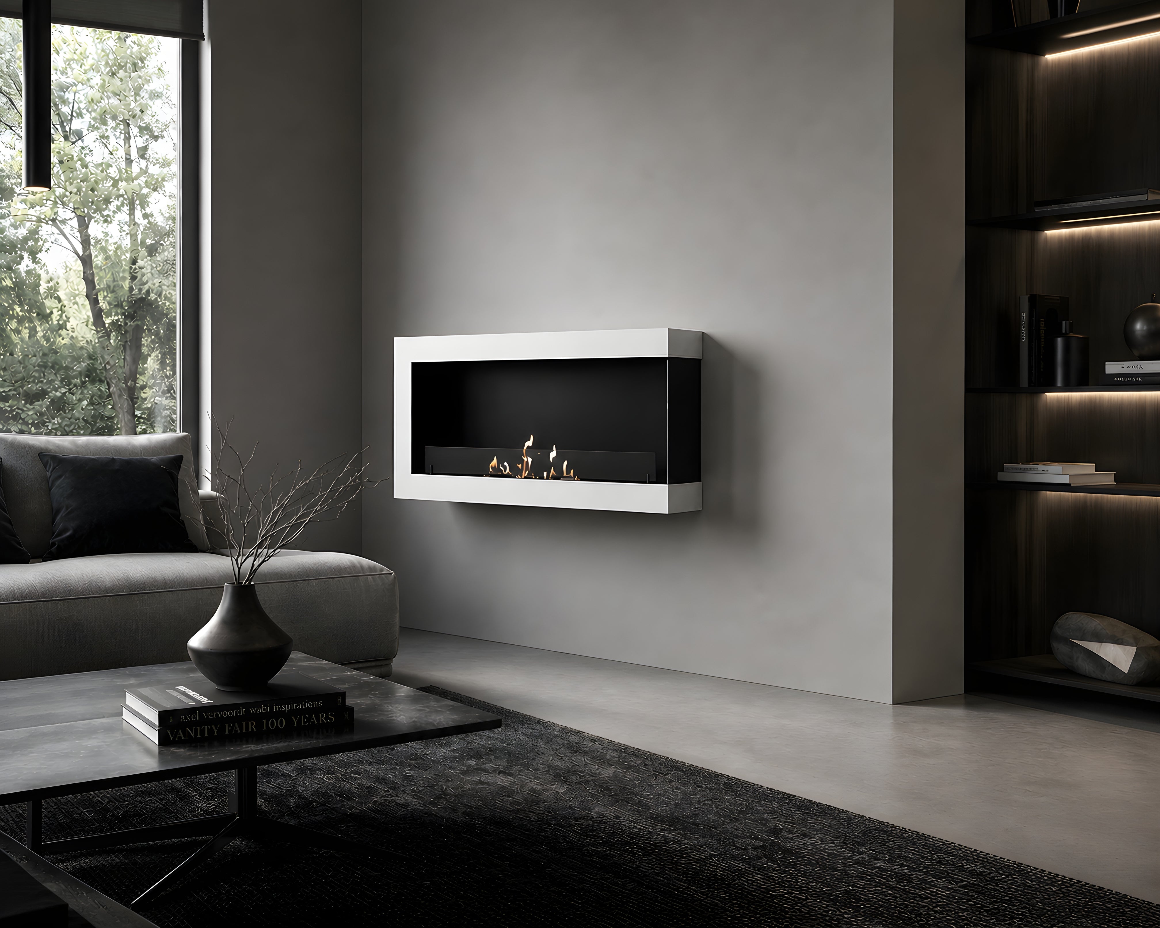 Image of Selected Box Right Wall Mounting Fireplace White 80 cm