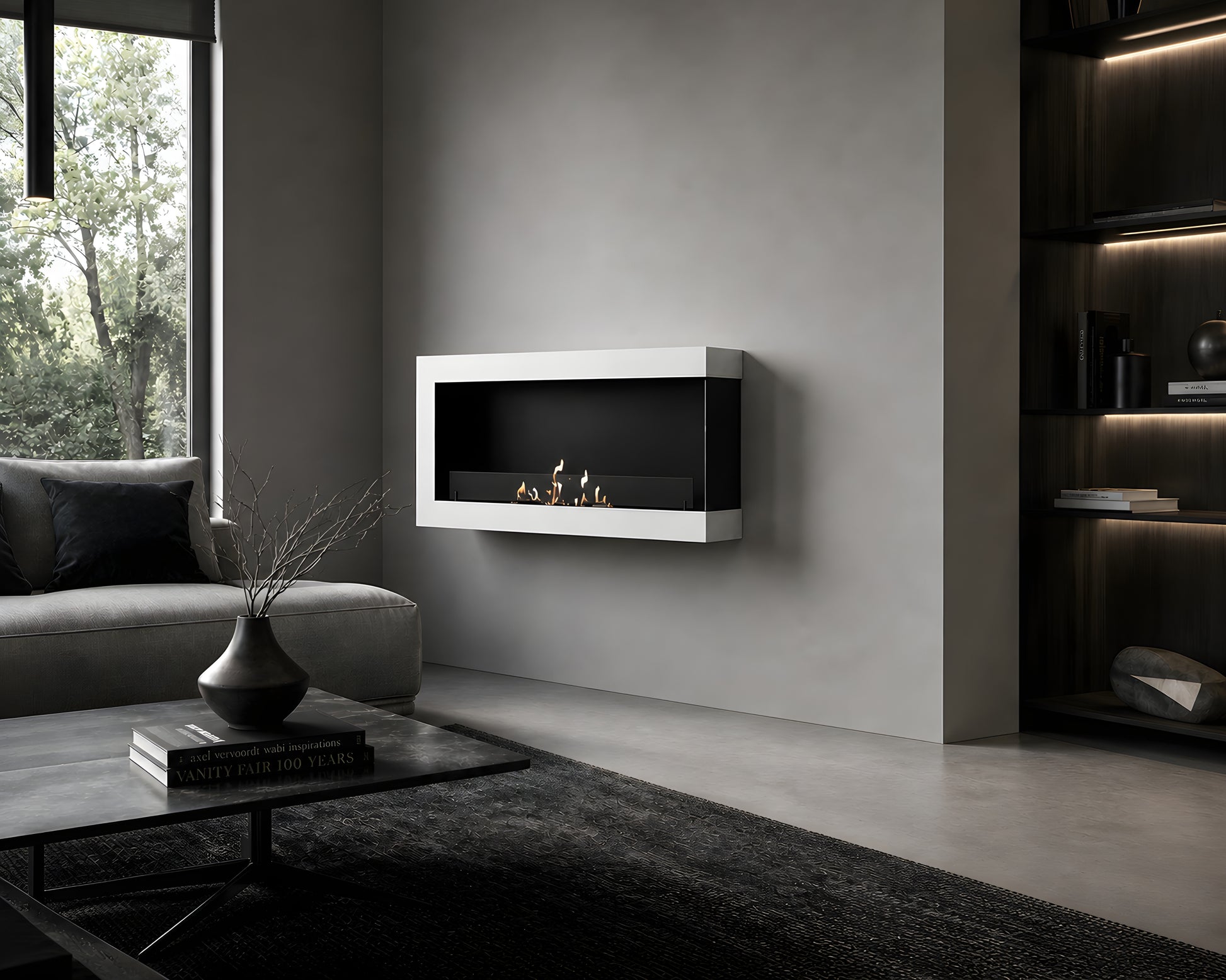 Selected Box Right Wall Mounting Fireplace White 80 cm