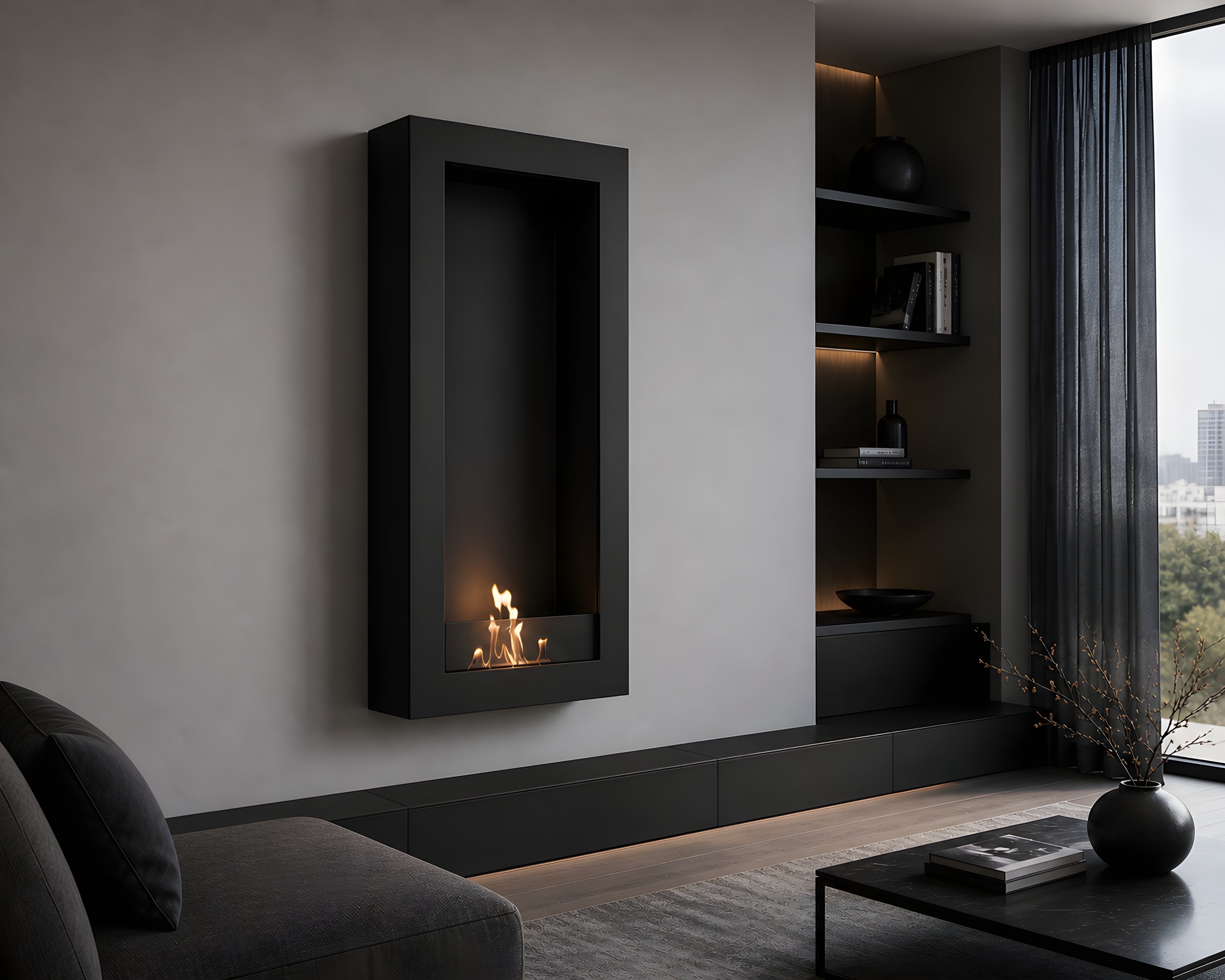 Image of Selected Box Vertical Wall Mounting Black 60 x 140 cm