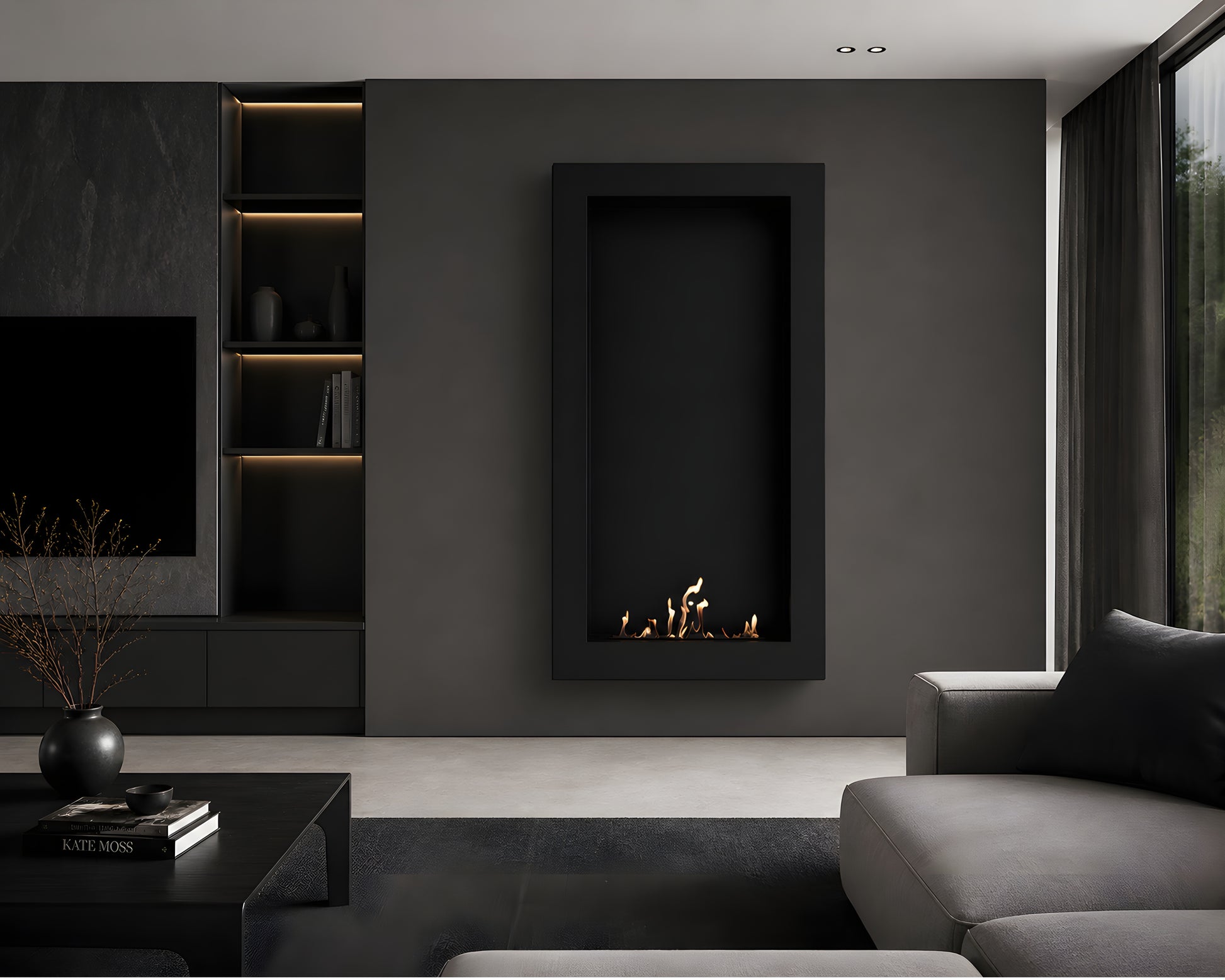 Selected Box Vertical Wall Mounting Black 60 x 140 cm