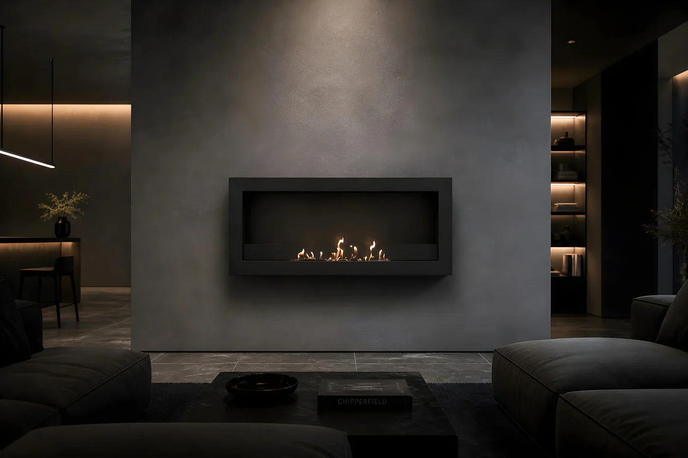 Selected Box Wall Mounting Fireplace Black 100 cm