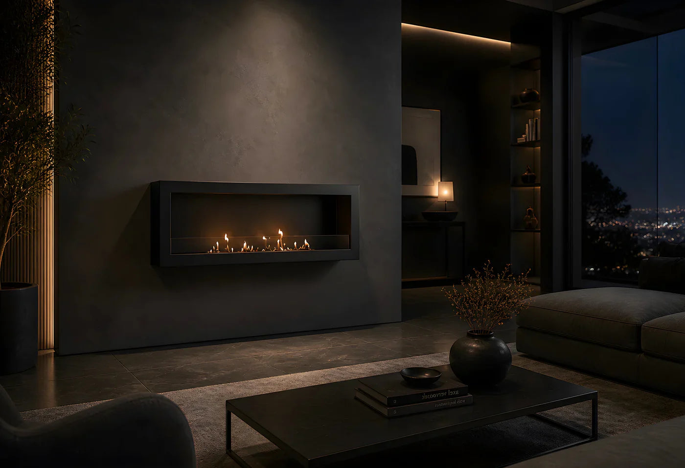 Selected Box Wall Mounting Fireplace Black 120 cm