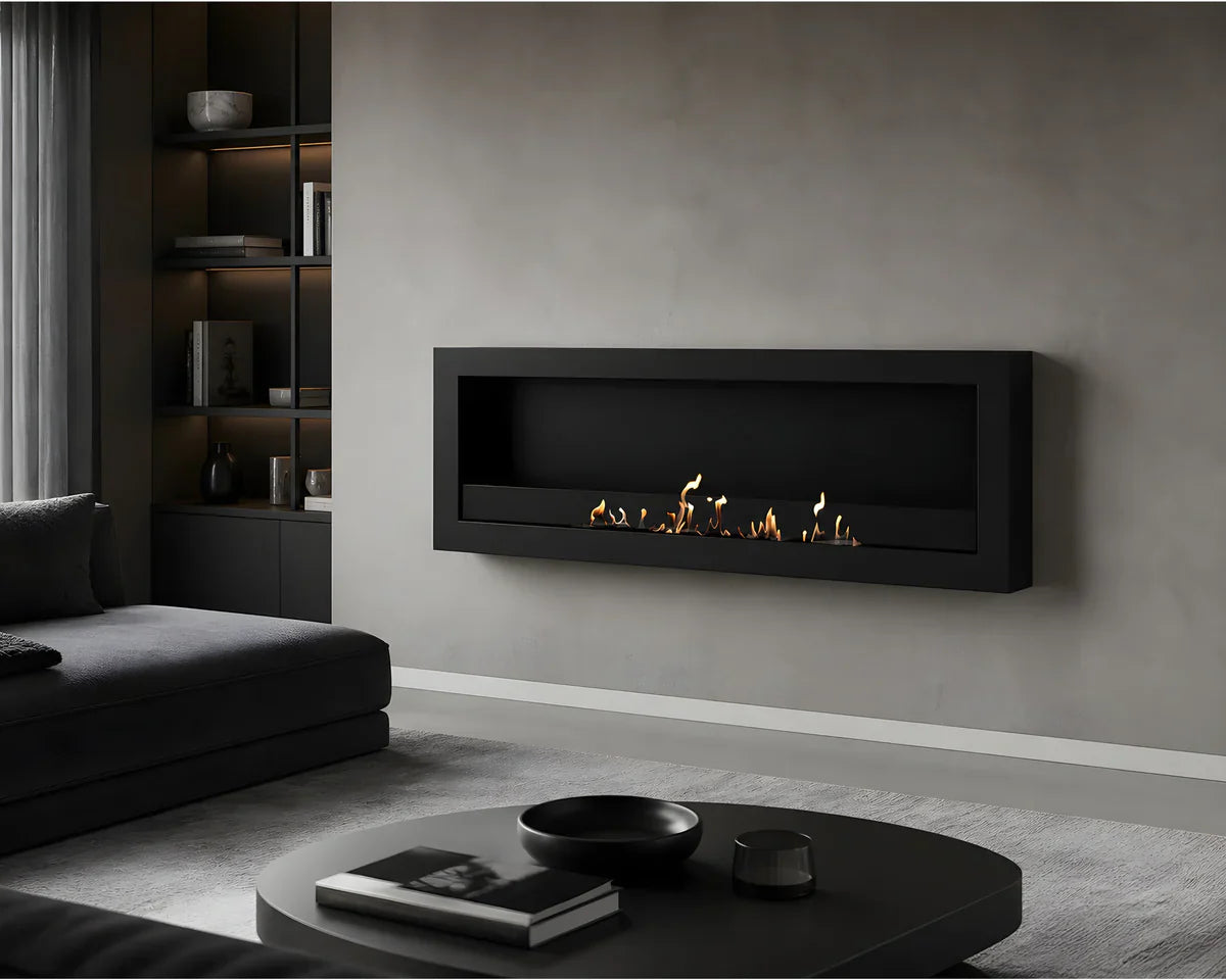 Image of Selected Box Wall Mounting Fireplace Black 140 cm