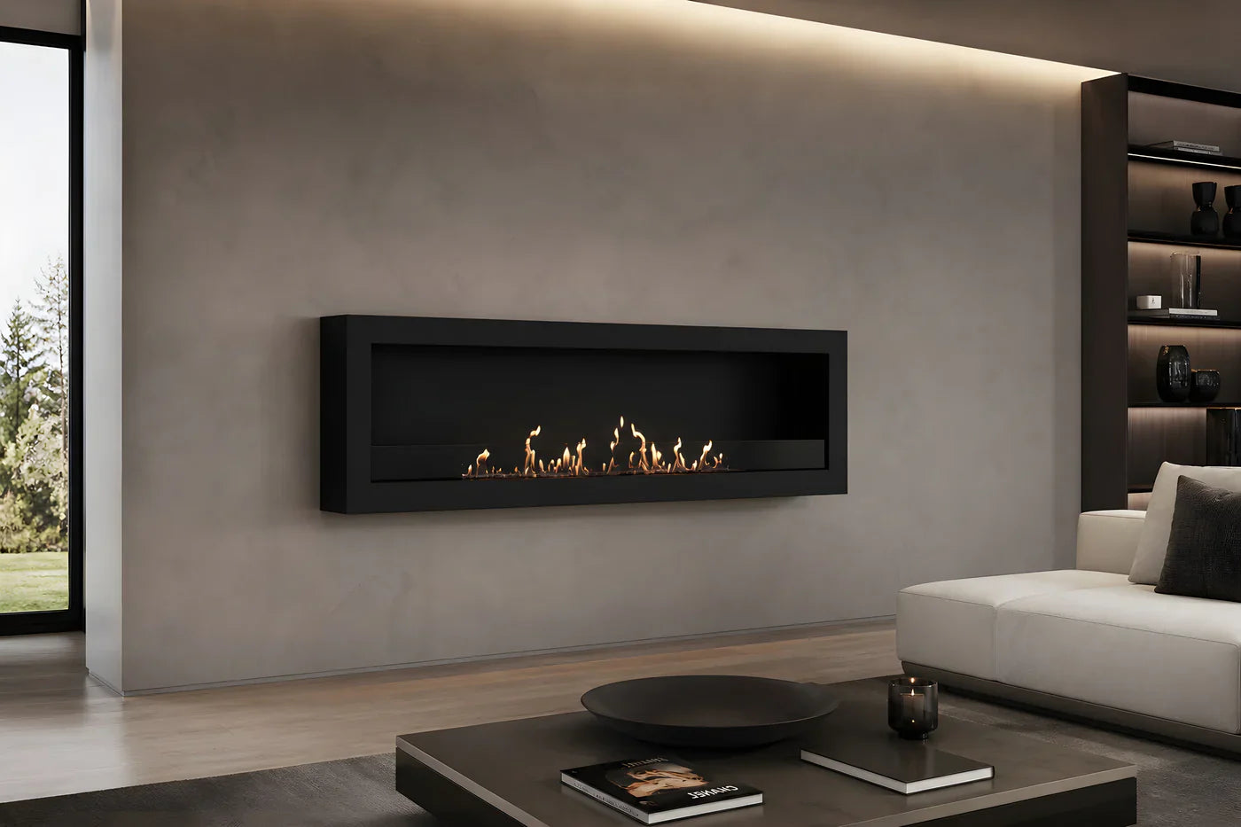 Selected Box Wall Mounting Fireplace Black 160 cm