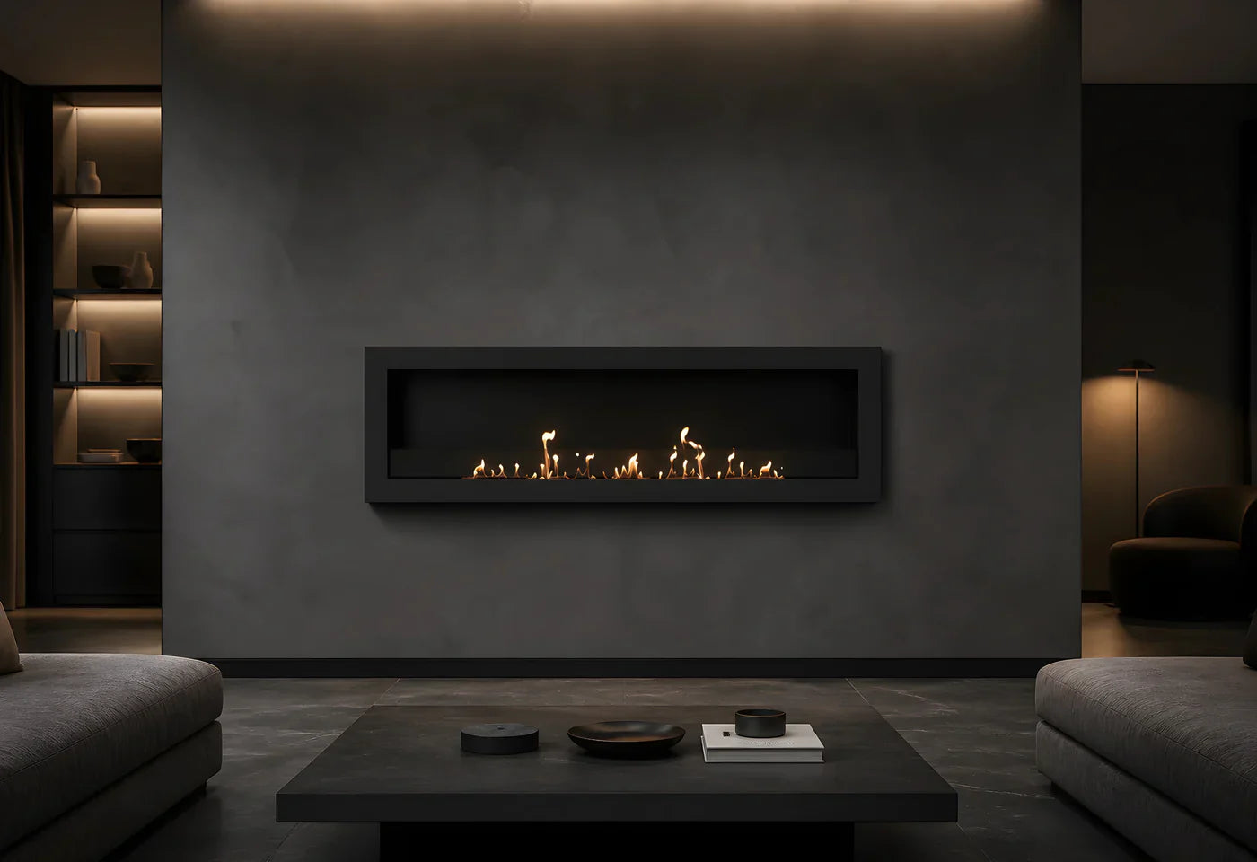 Image of Selected Box Wall Mounting Fireplace Black 160 cm