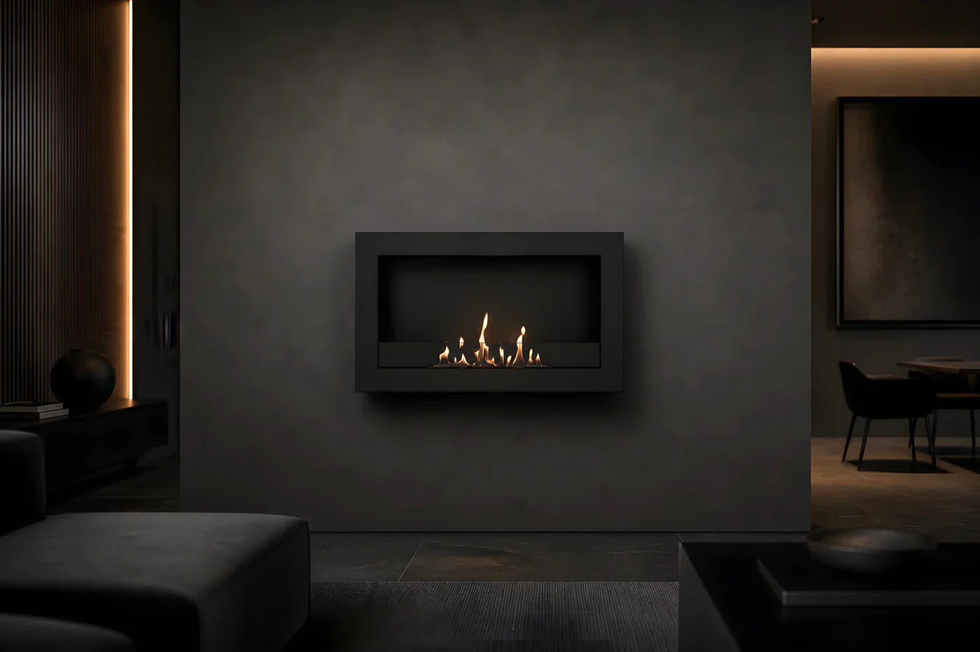 Image of Selected Box Wall Mounting Fireplace Black 80 cm