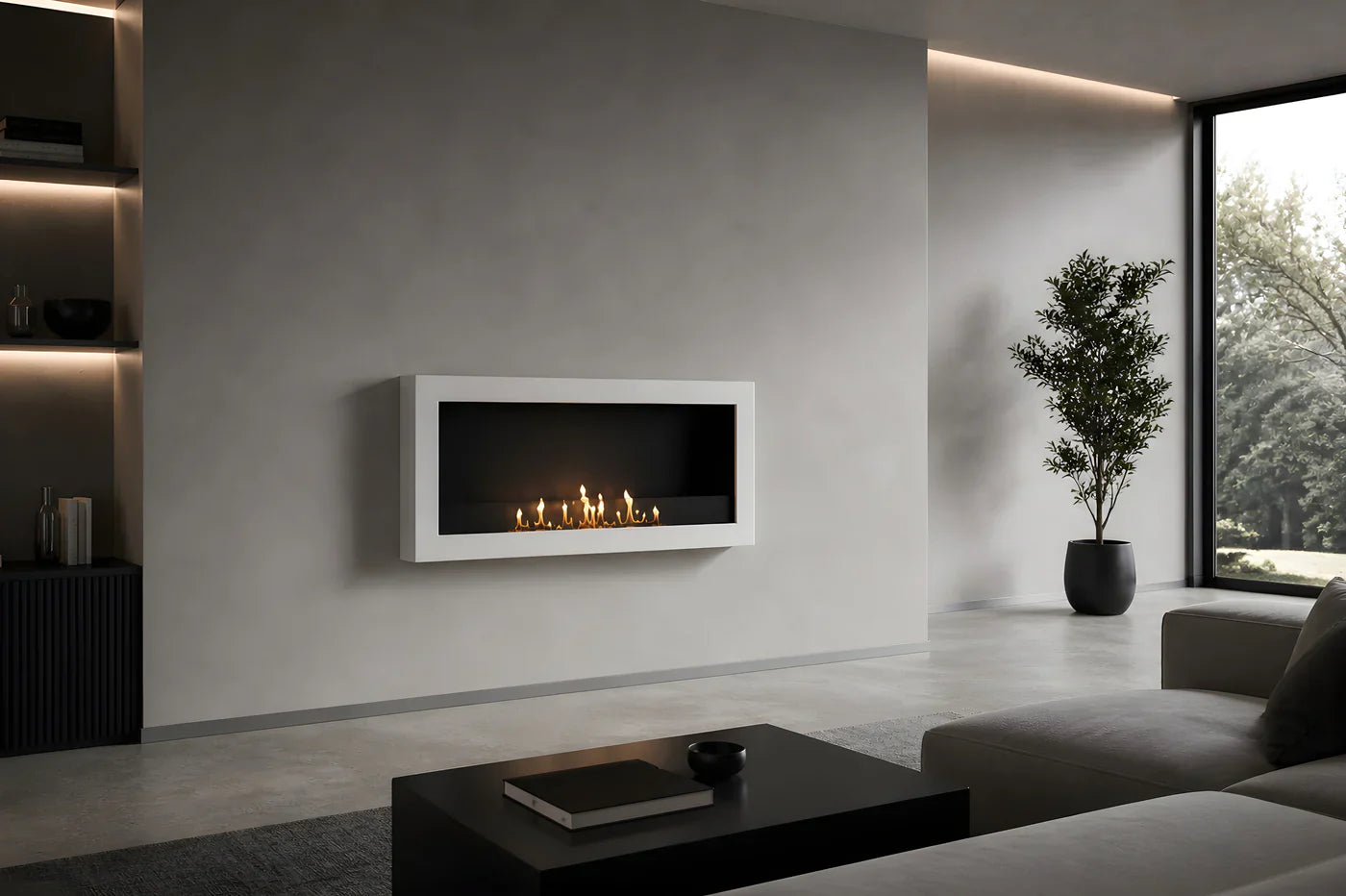 Image of Selected Box Wall Mounting Fireplace White 100 cm