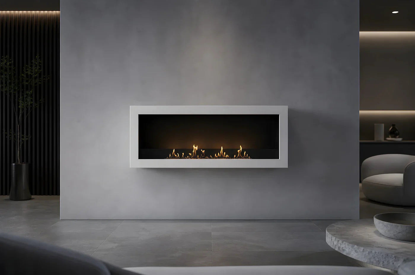 Selected Box Wall Mounting Fireplace White 120 cm