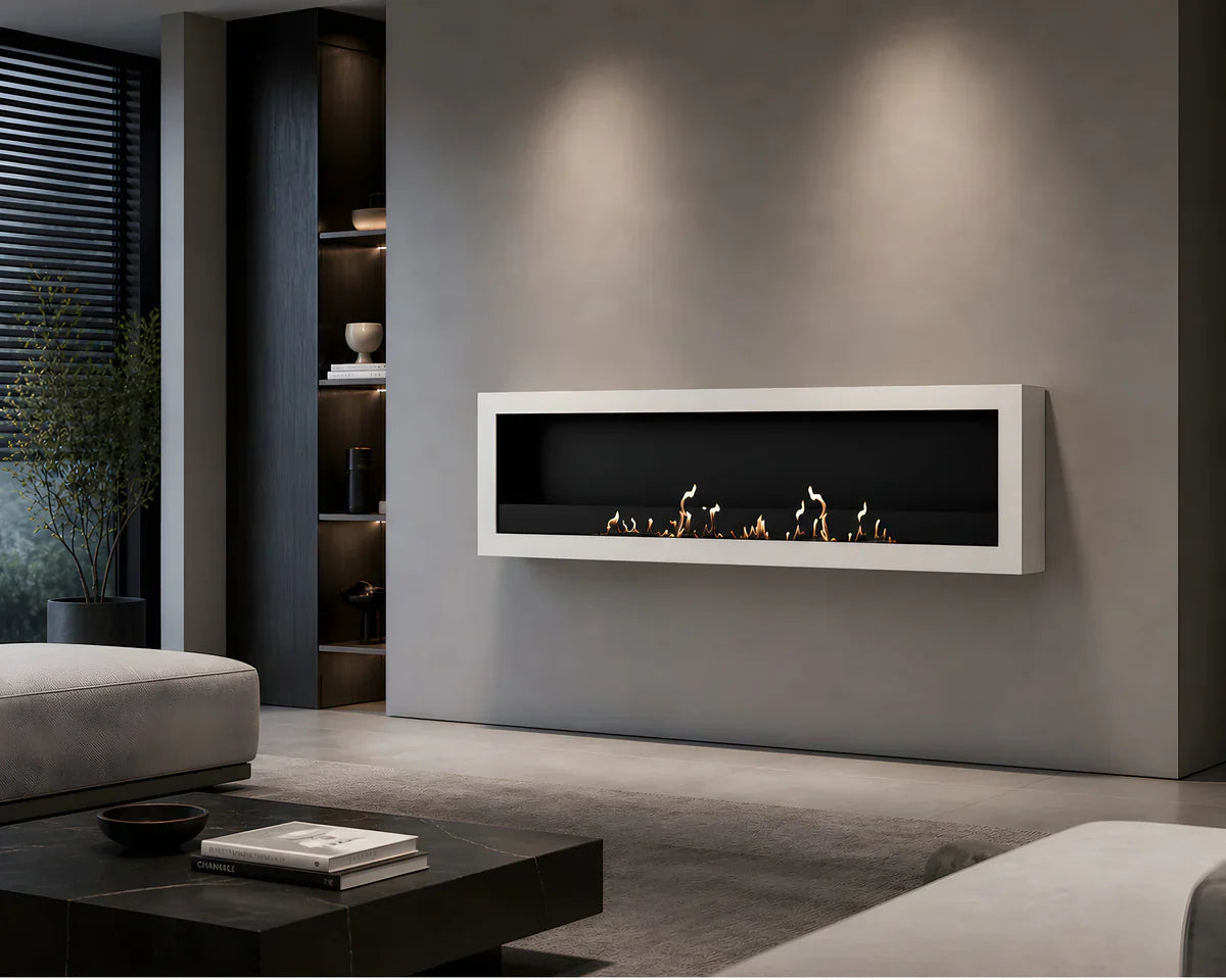 Selected Box Wall Mounting Fireplace White 140 cm