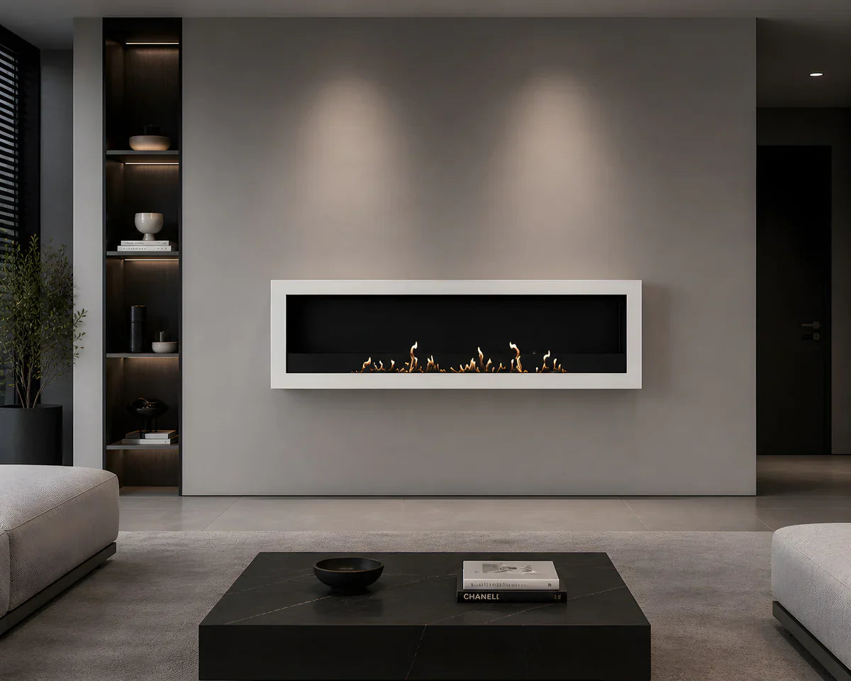 Selected Box Wall Mounting Fireplace White 140 cm