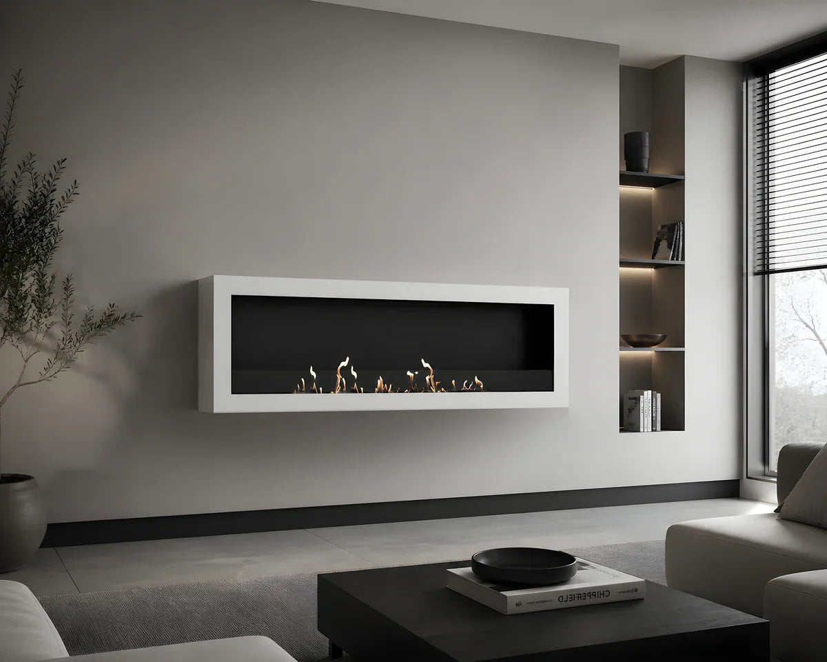 Image of Selected Box Wall Mounting Fireplace White 140 cm
