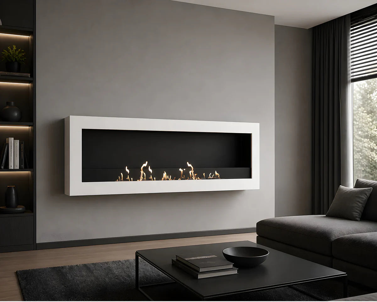 Selected Box Wall Mounting Fireplace White 160 cm