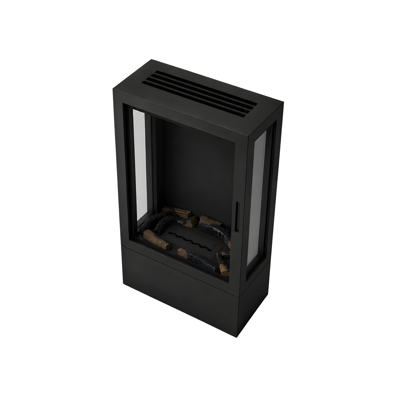 Sien Vertical Freestanding Fireplace Full Glass H120 cm