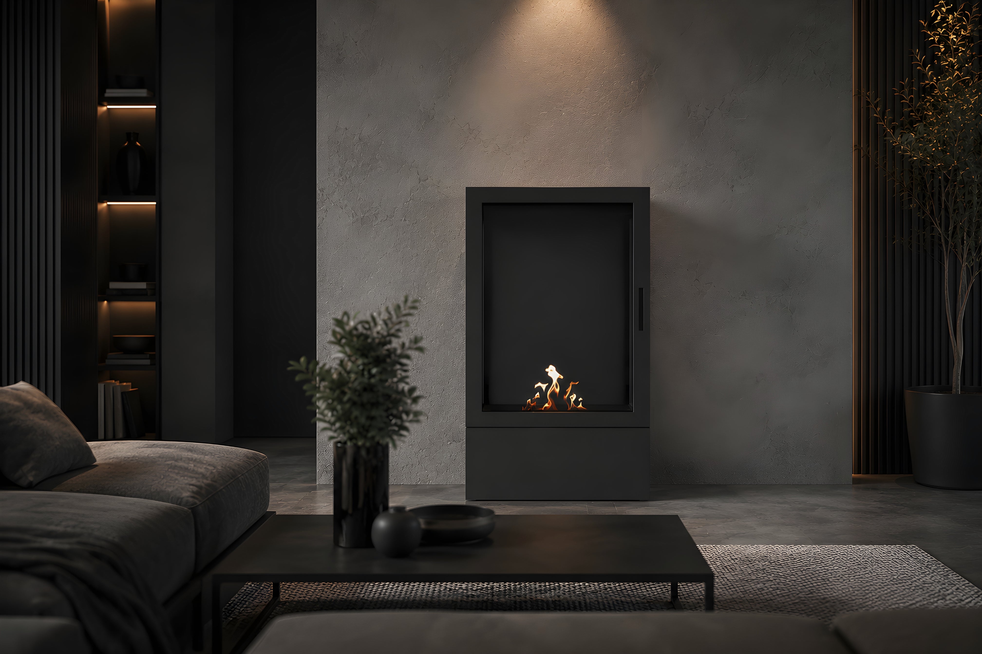 Image of Sien Vertical Freestanding Fireplace Full Glass H120 cm