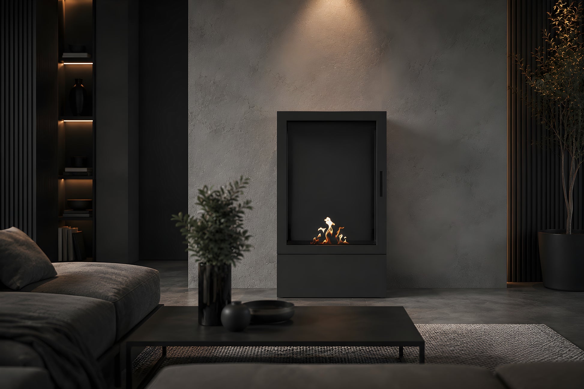 Sien Vertical Freestanding Fireplace Full Glass H120 cm