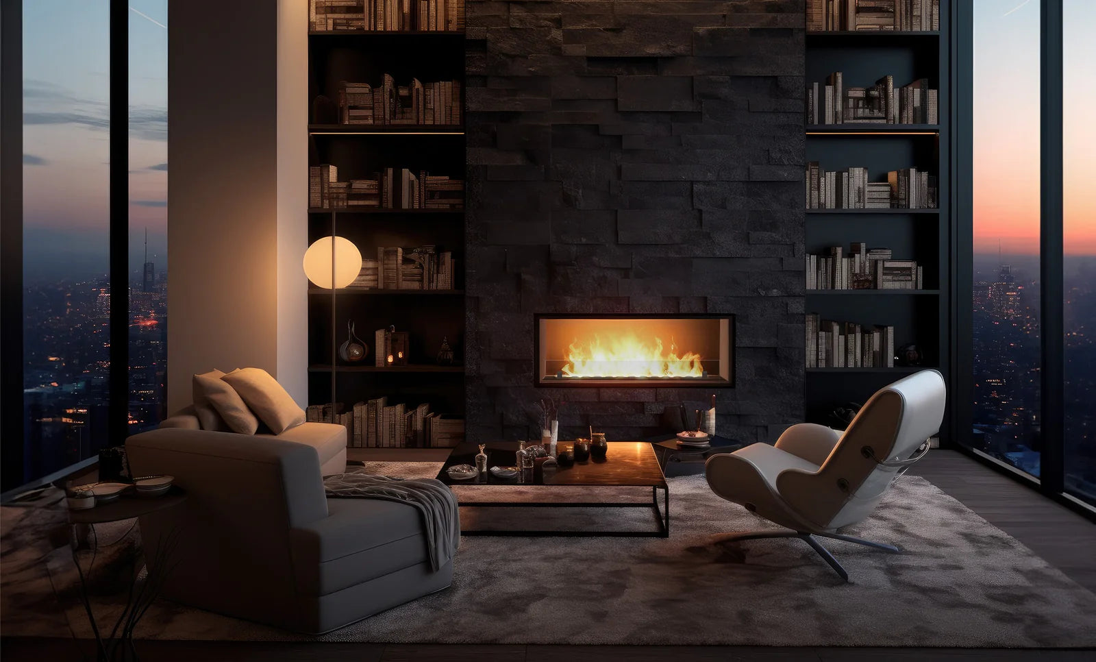 Slim Inside Bio Ethanol Built-in Fireplace 100 cm