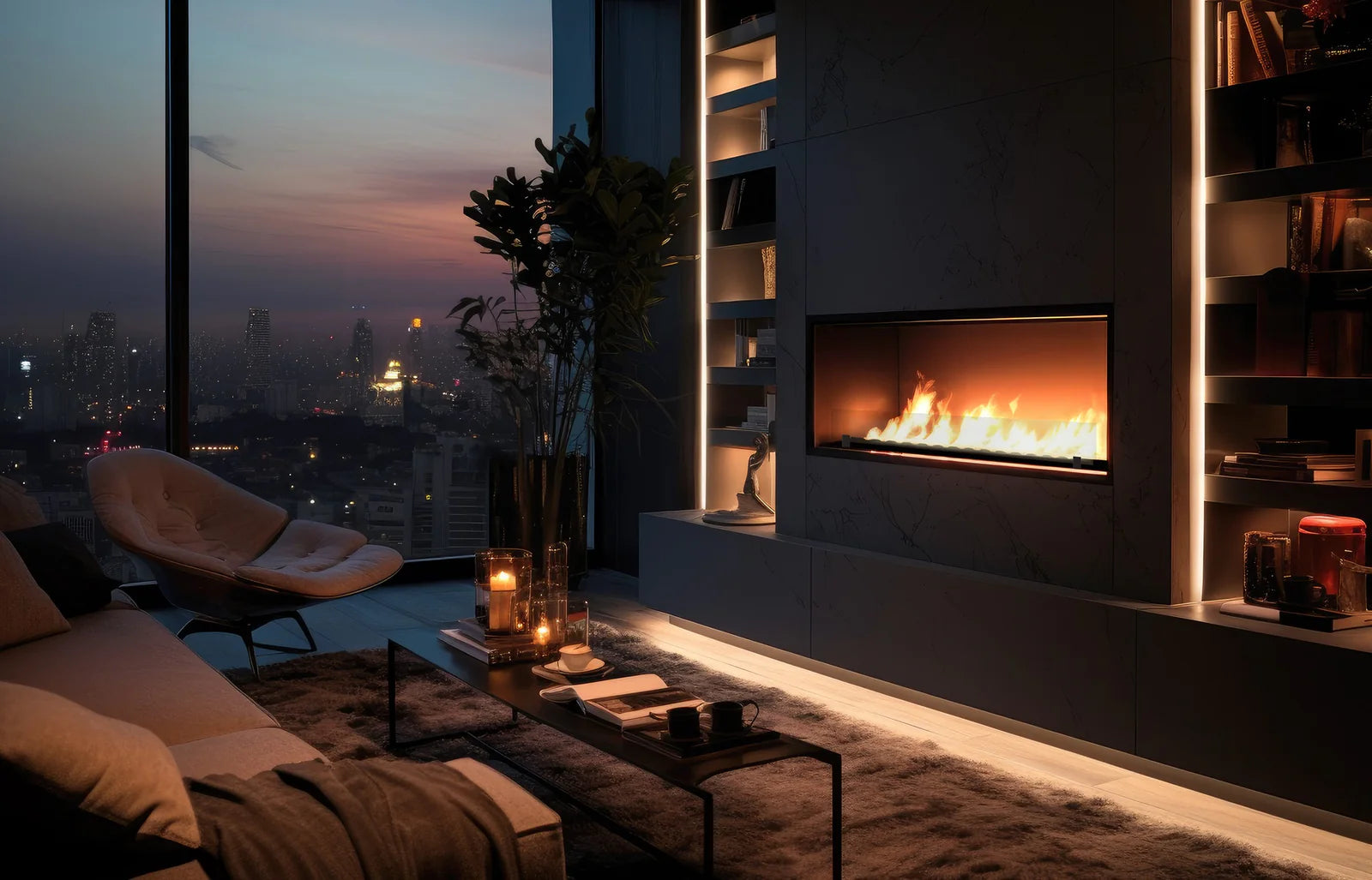 Slim Inside Bio Ethanol Built-in Fireplace 120 cm