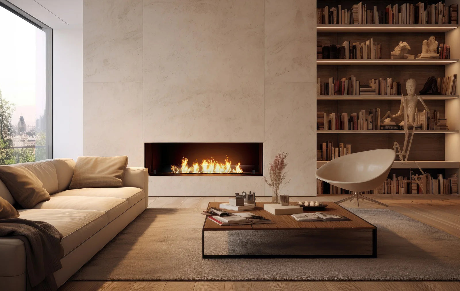 Slim Inside Bio Ethanol Built-in Fireplace 150 cm