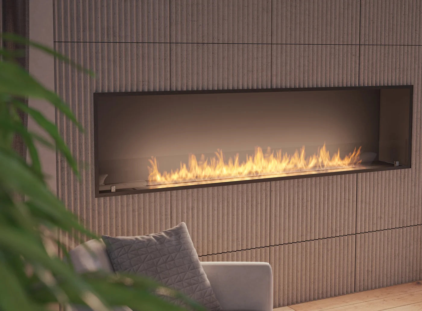 Slim Inside Bio Ethanol Built-in Fireplace 200 cm