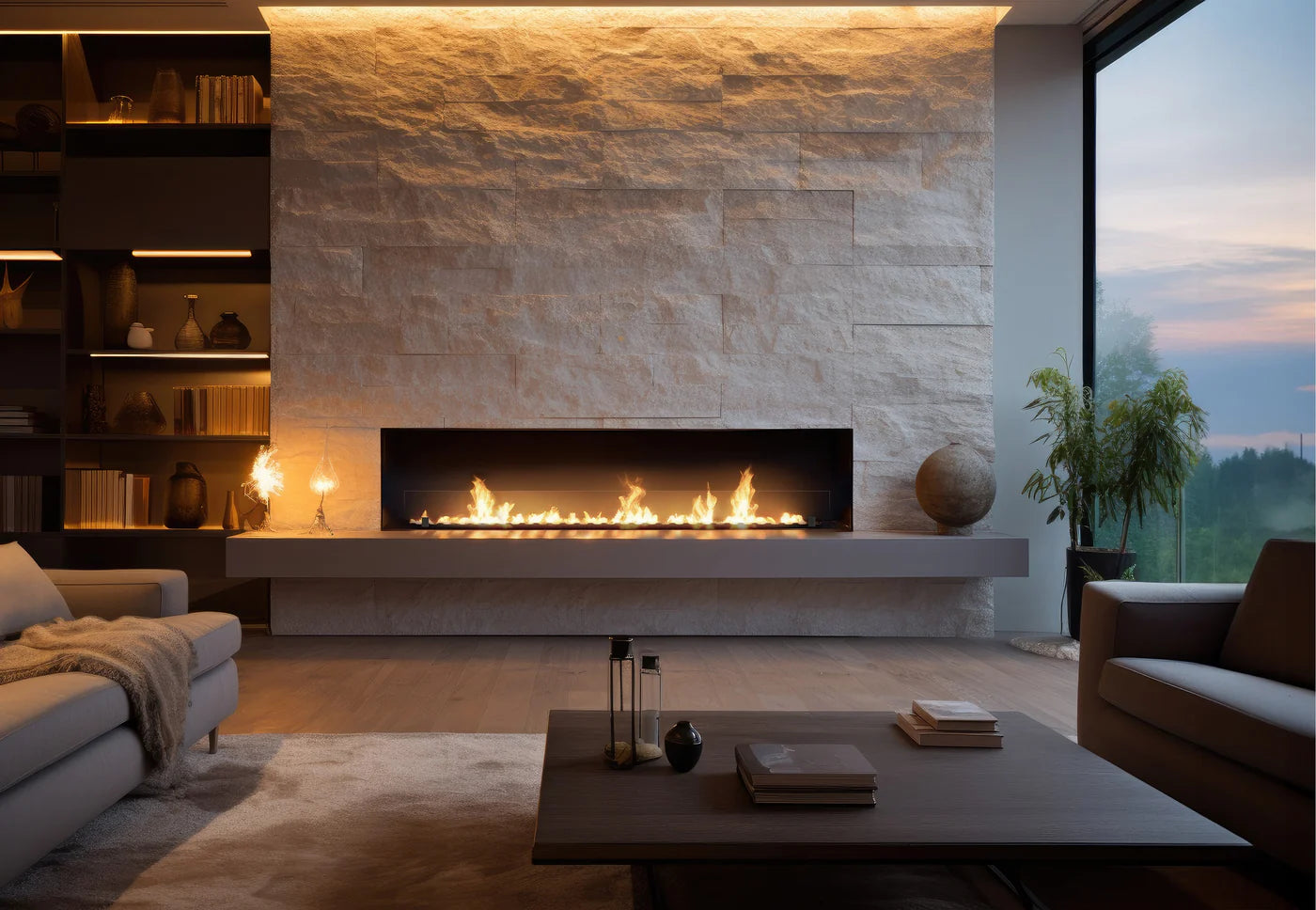 Slim Inside Bio Ethanol Built-in Fireplace 200 cm