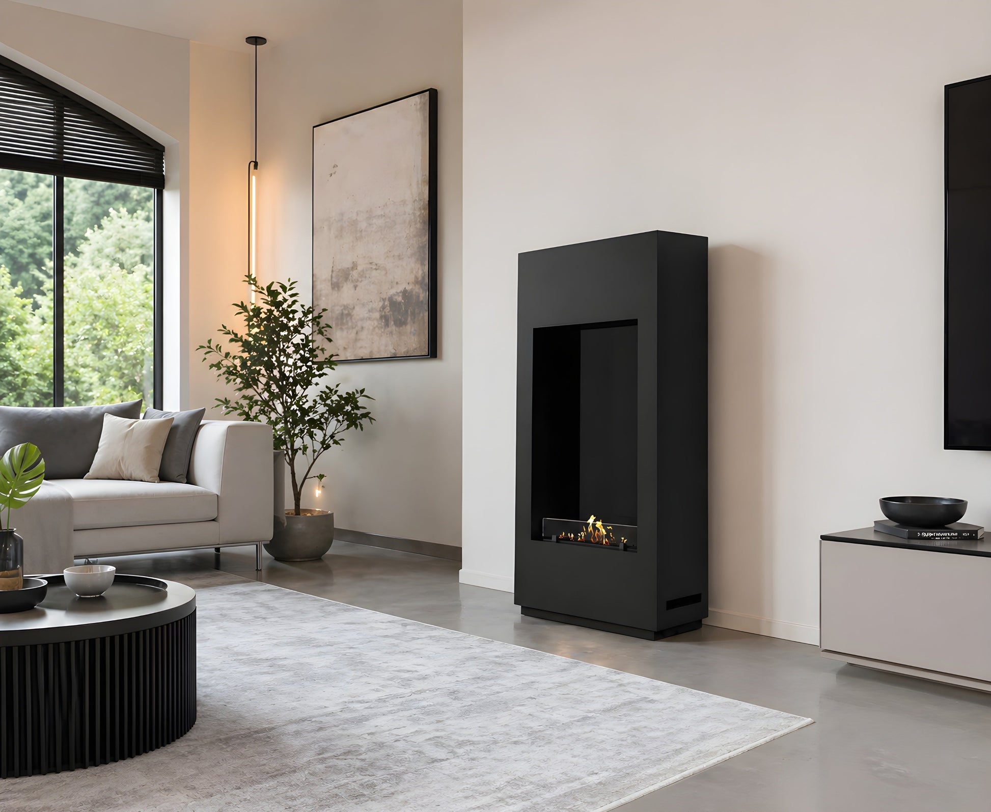 Soho Vertical Freestanding Fireplace Black H120 cm