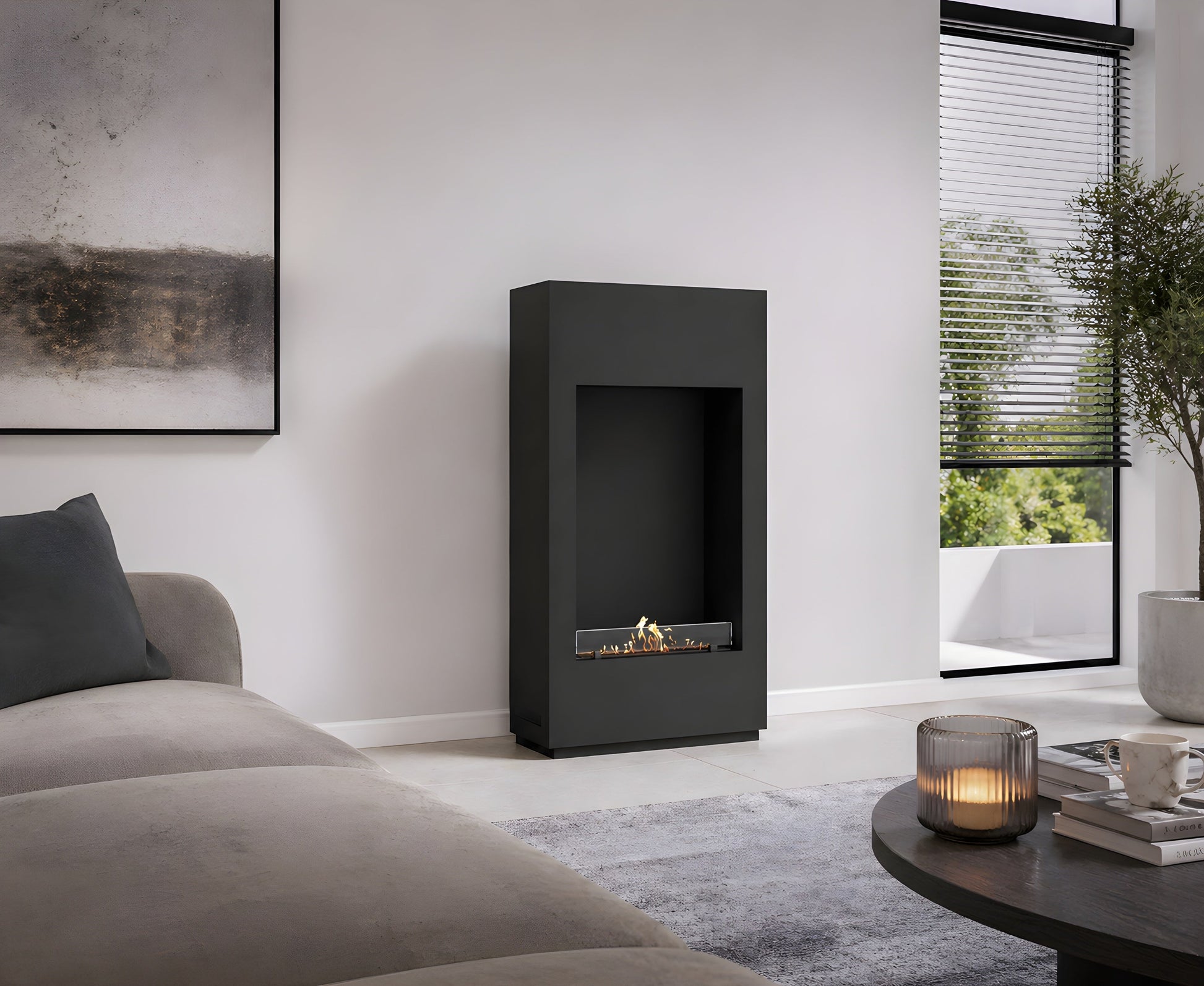 Soho Vertical Freestanding Fireplace Black H120 cm