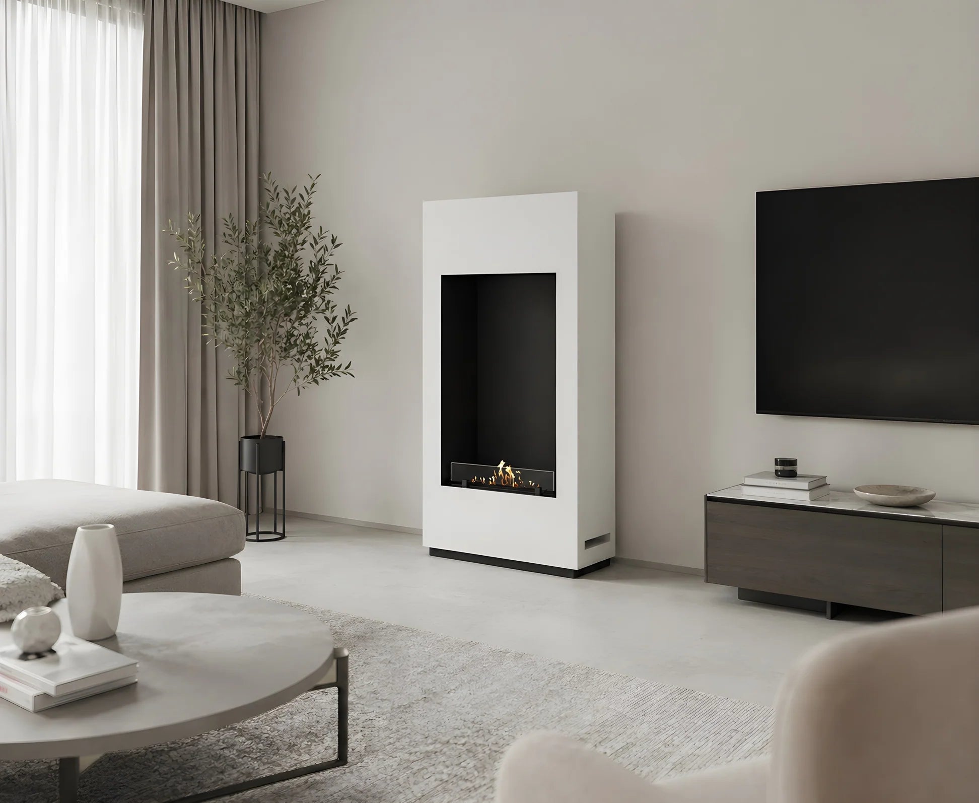Soho Vertical Freestanding Fireplace White H120 cm