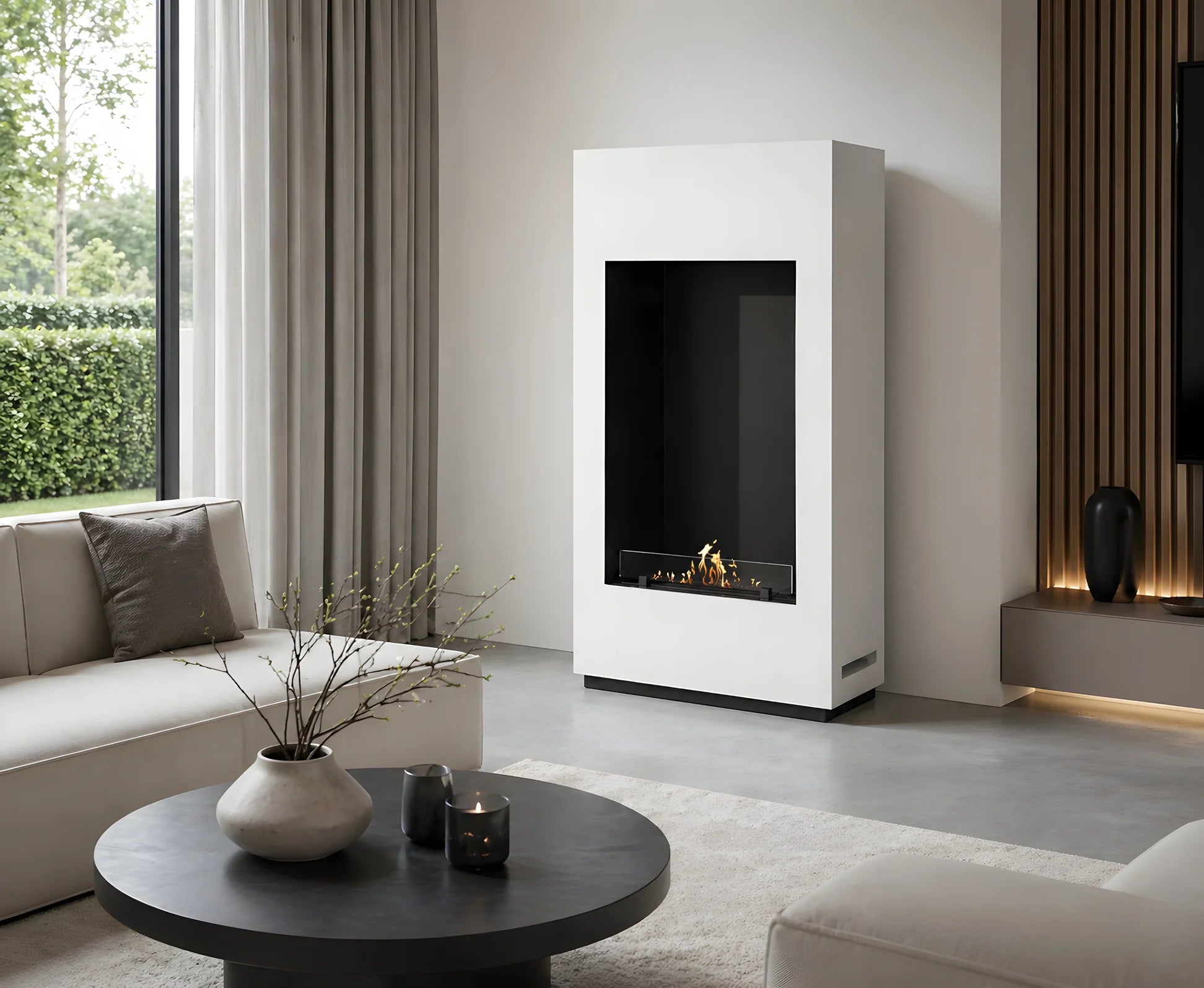 Soho Vertical Freestanding Fireplace White H120 cm