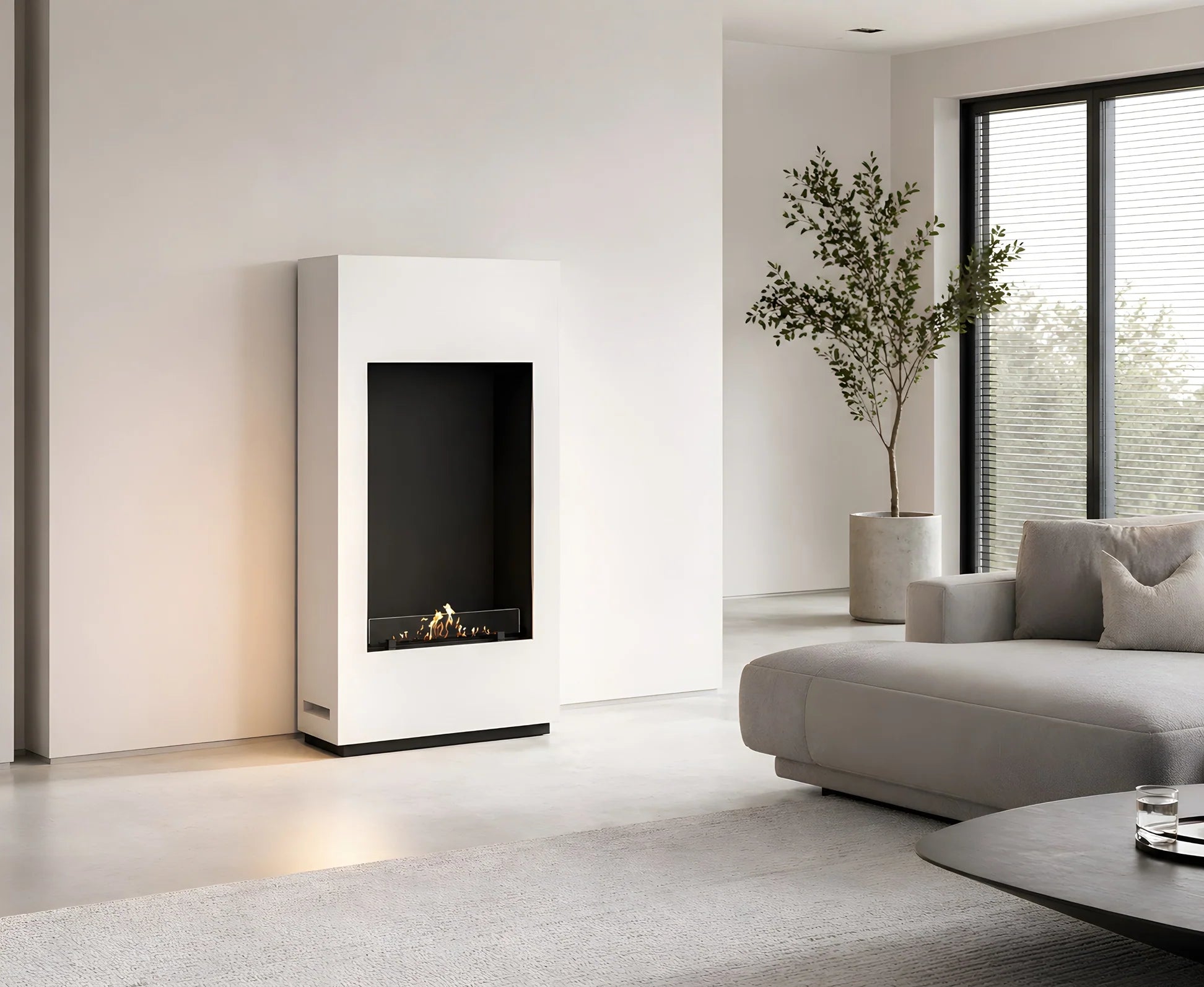 Soho Vertical Freestanding Fireplace White H120 cm