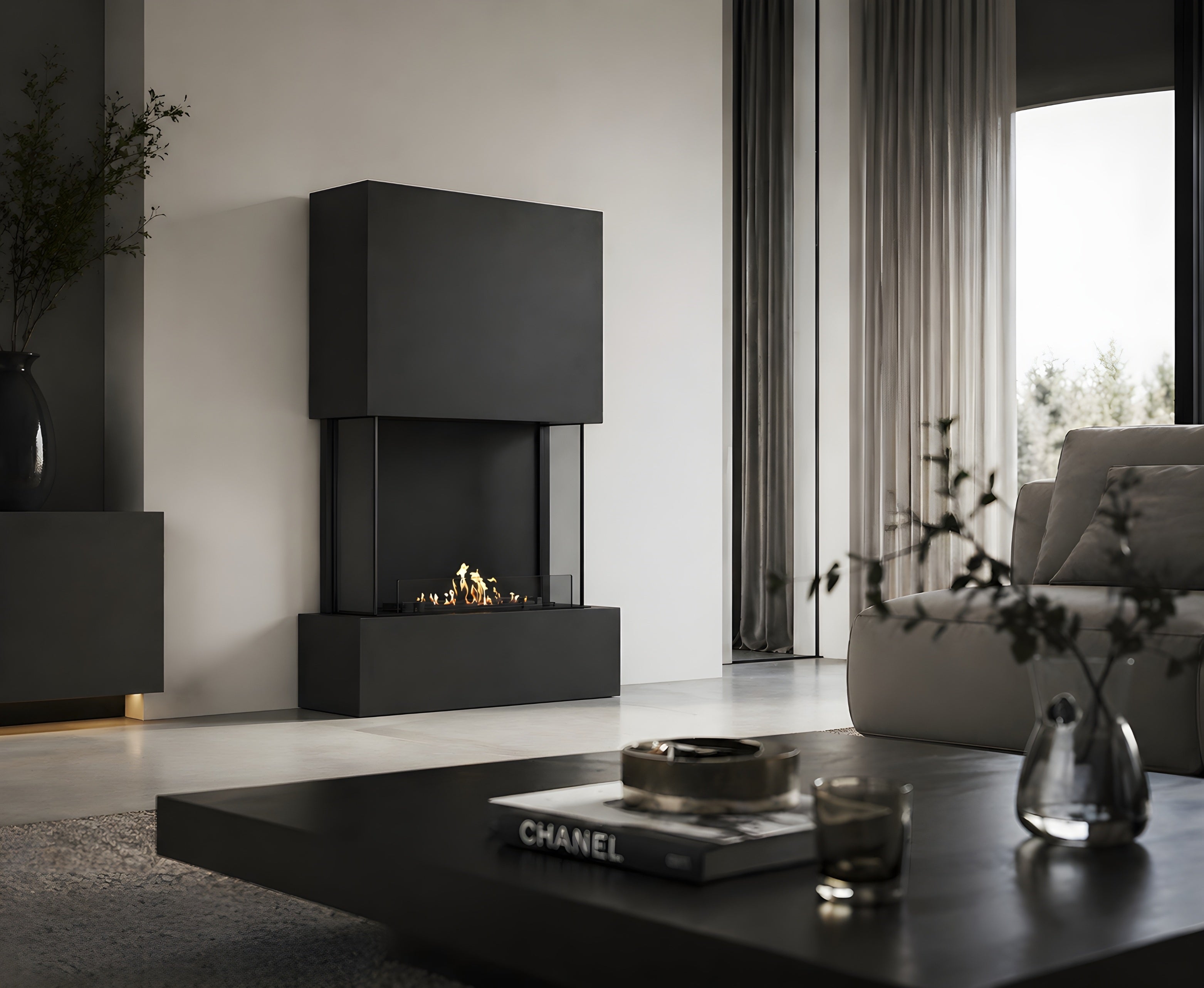 Image of Sure Freestanding Fireplace Black H190 cm