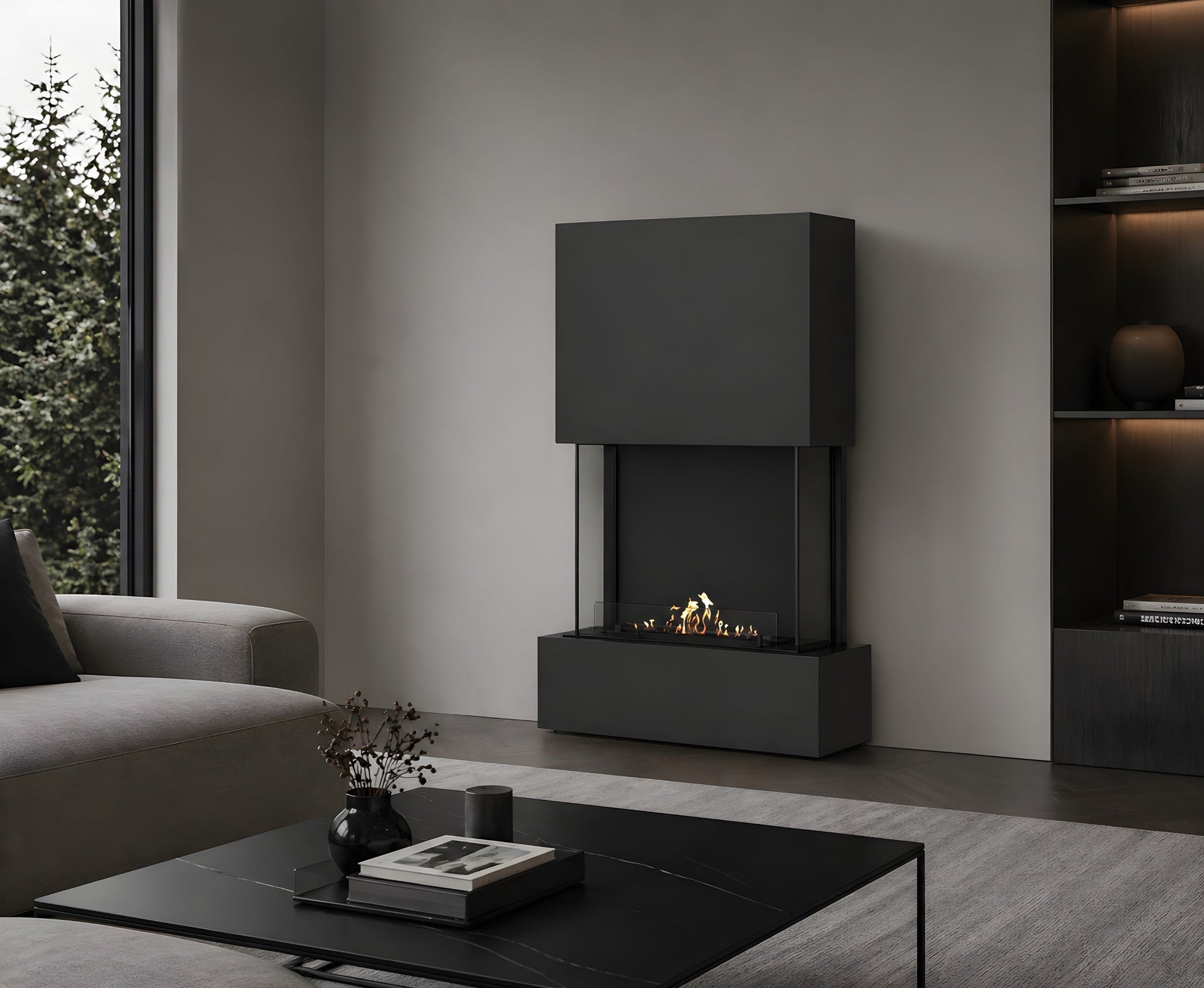 Sure Freestanding Fireplace Black H190 cm