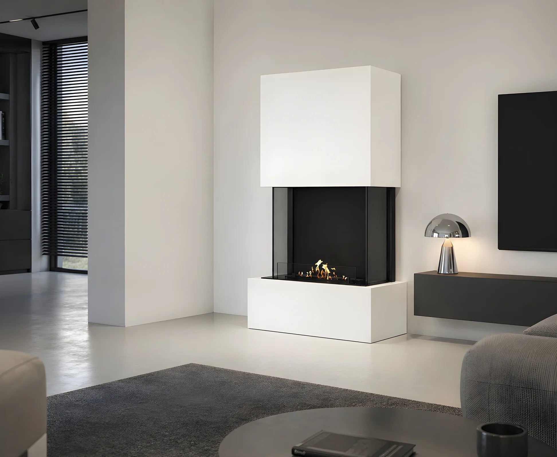 Image of Sure Freestanding Fireplace White H190 cm