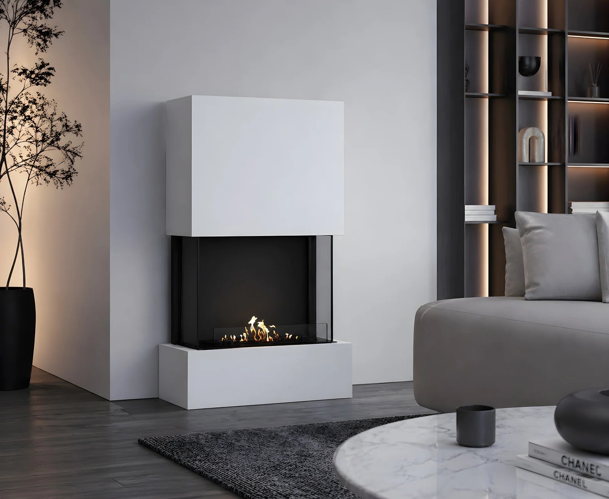 Image of Sure Freestanding Fireplace White H190 cm