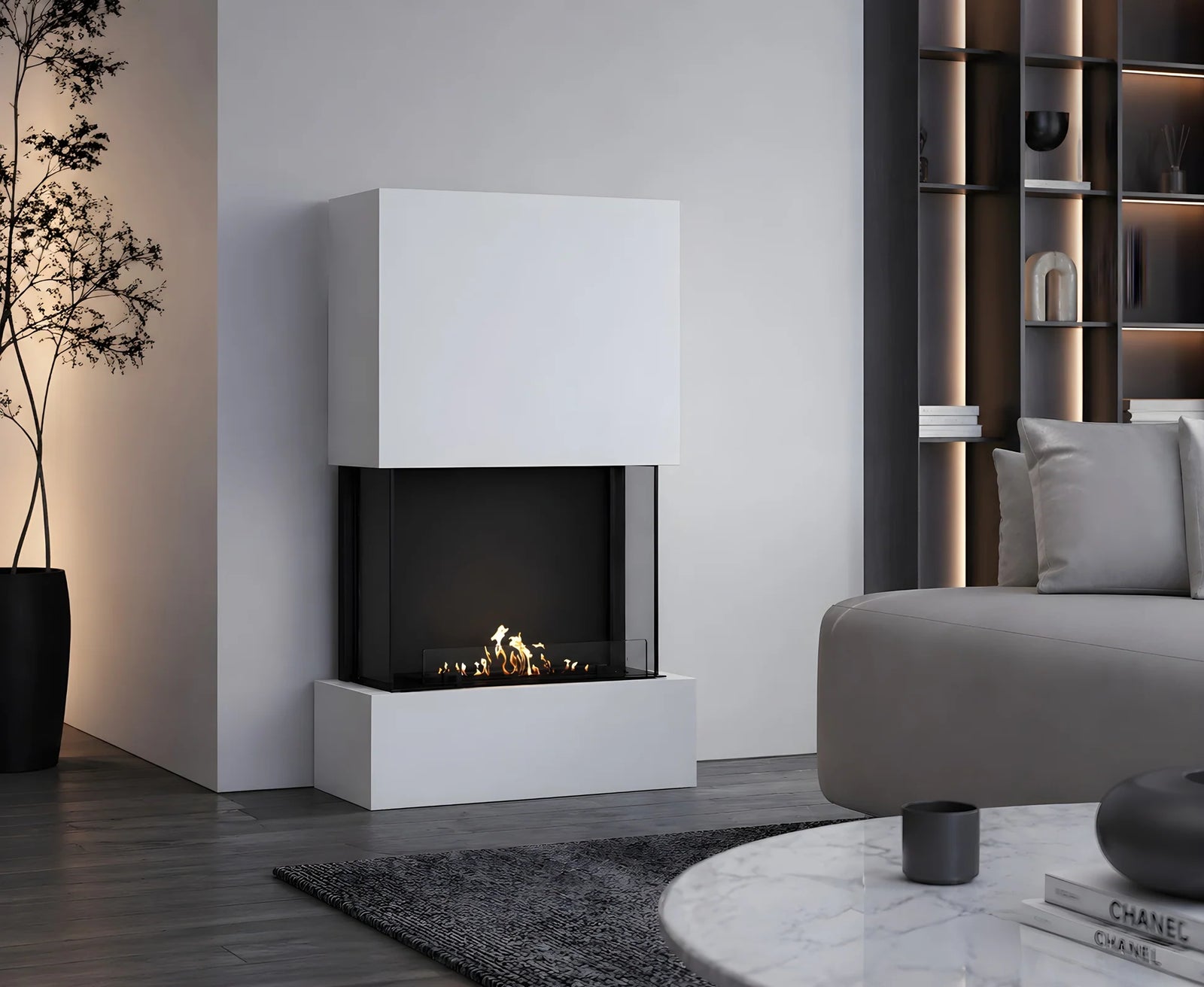 Sure Freestanding Fireplace White H190 cm